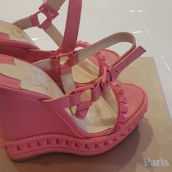 Christian Louboutin Cataclou 140 Pink Wedges - Picture 1 of 6